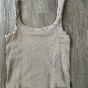 Elegant Beige Ribbed Tank Top